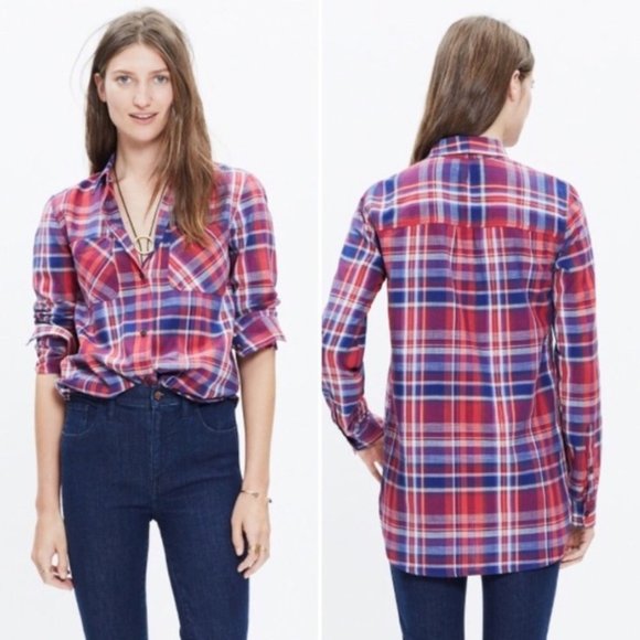 Madewell Ex-Boyfriend Shirt In Kentwood Plaid - Picture 1 of 2